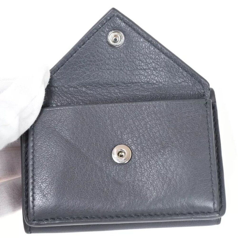 Balenciaga Wallet Trifold Wallet Mini Wallet Gray Leather 67 Bs134 - Picture 8 of 13